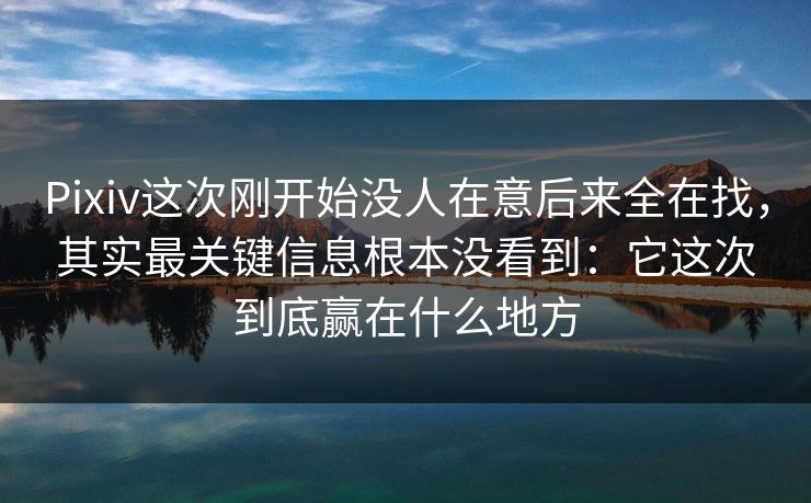 Pixiv这次刚开始没人在意后来全在找,其实最关键信息根本没看到:它这次到底赢在什么地方 Pixiv这次刚开始没人在意后来全在找,其实最关键信息根本没看到:它这次到底赢在什么地方