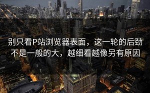 别只看P站浏览器表面，这一轮的后劲不是一般的大，越细看越像另有原因