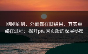刚刚刷到，外面都在聊结果，其实重点在过程：揭开p站网页版的深层秘密
