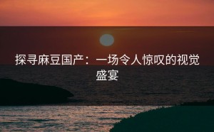 探寻麻豆国产：一场令人惊叹的视觉盛宴