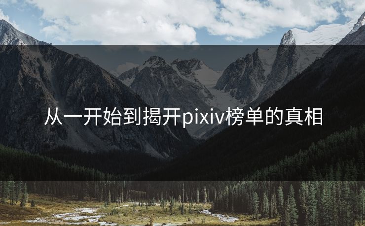 从一开始到揭开pixiv榜单的真相 从一开始到揭开pixiv榜单的真相
